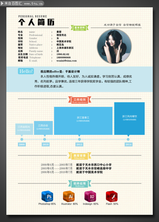 个人求职简历模板免费下载_个人求职简历模板 简约图片